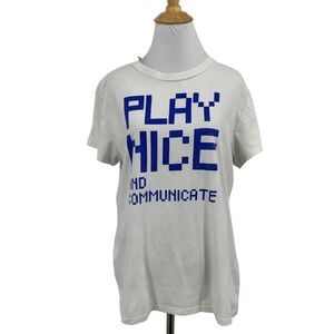 True Religion T Shirt Women S Small White World Tour Play Nice Crew Short Sleeve